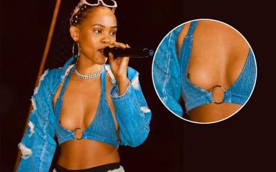 Singer Kin Bella Suffers Nip Slip on Stage in Mukono