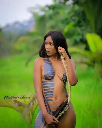 Doreen Kabareebe Completely Nude in Black Tape Photoshoot